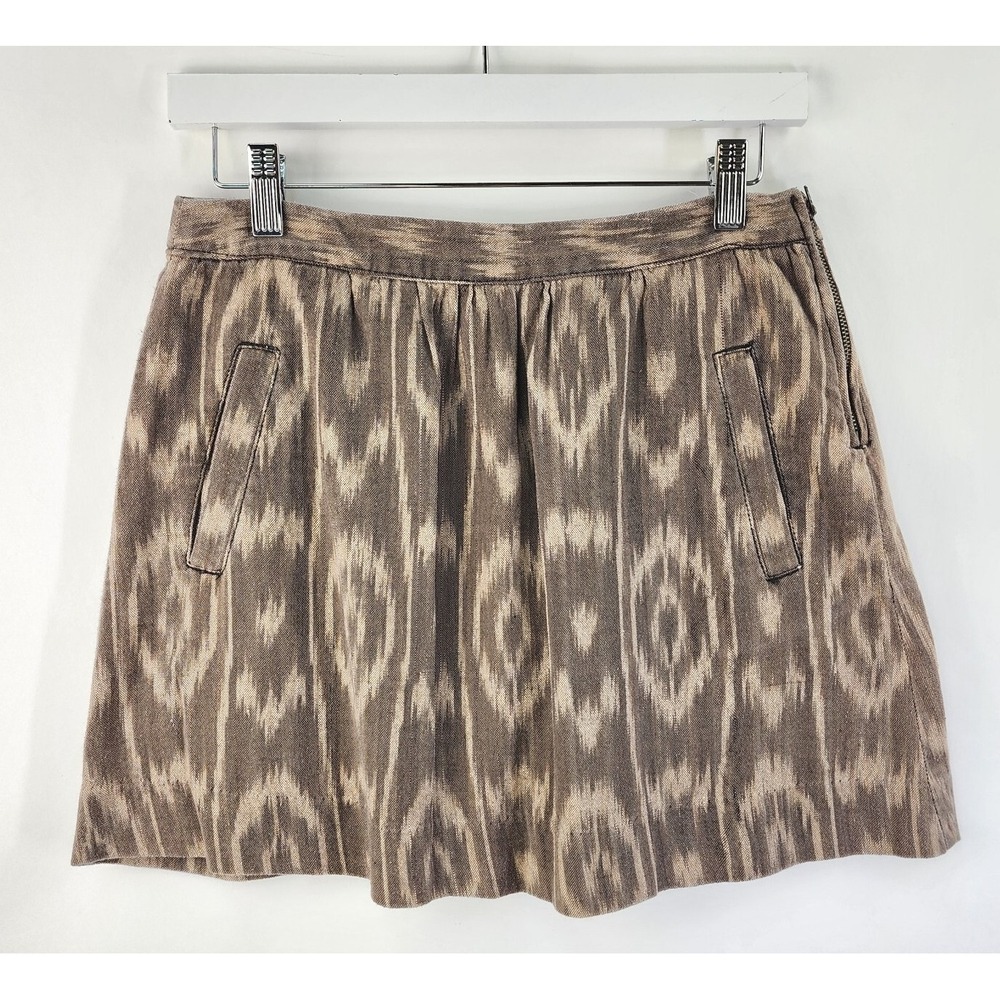 Dylan Anthropologie Mini Skirt Womens 2 Brown Abstract Aztec Print Festival Boho